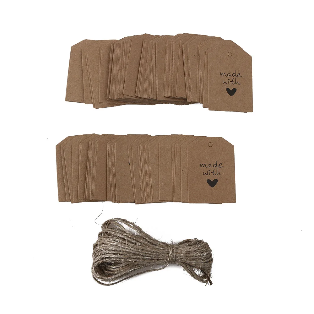 

100pcs Made with Love Sign Paper Kraft Paper Tags Head Label Wedding Party DIY Wedding Party Gift Cards Party Supplies