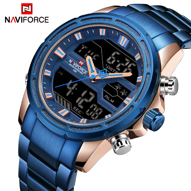 

2018 Men Watches NAVIFORCE Luxury Brand Army Military Sport Watch Men Full Steel Quartz Digital Analog Clock Relogio Masculino