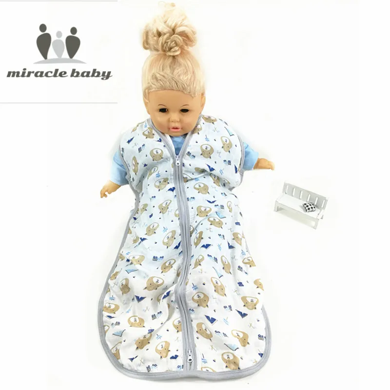

Miracle Baby Sleeping Bag Sleeveless cotton Muslin Gauze Vest Sleepsacks Spring Summer Autumn 80cm Length for 12-18 Months Baby