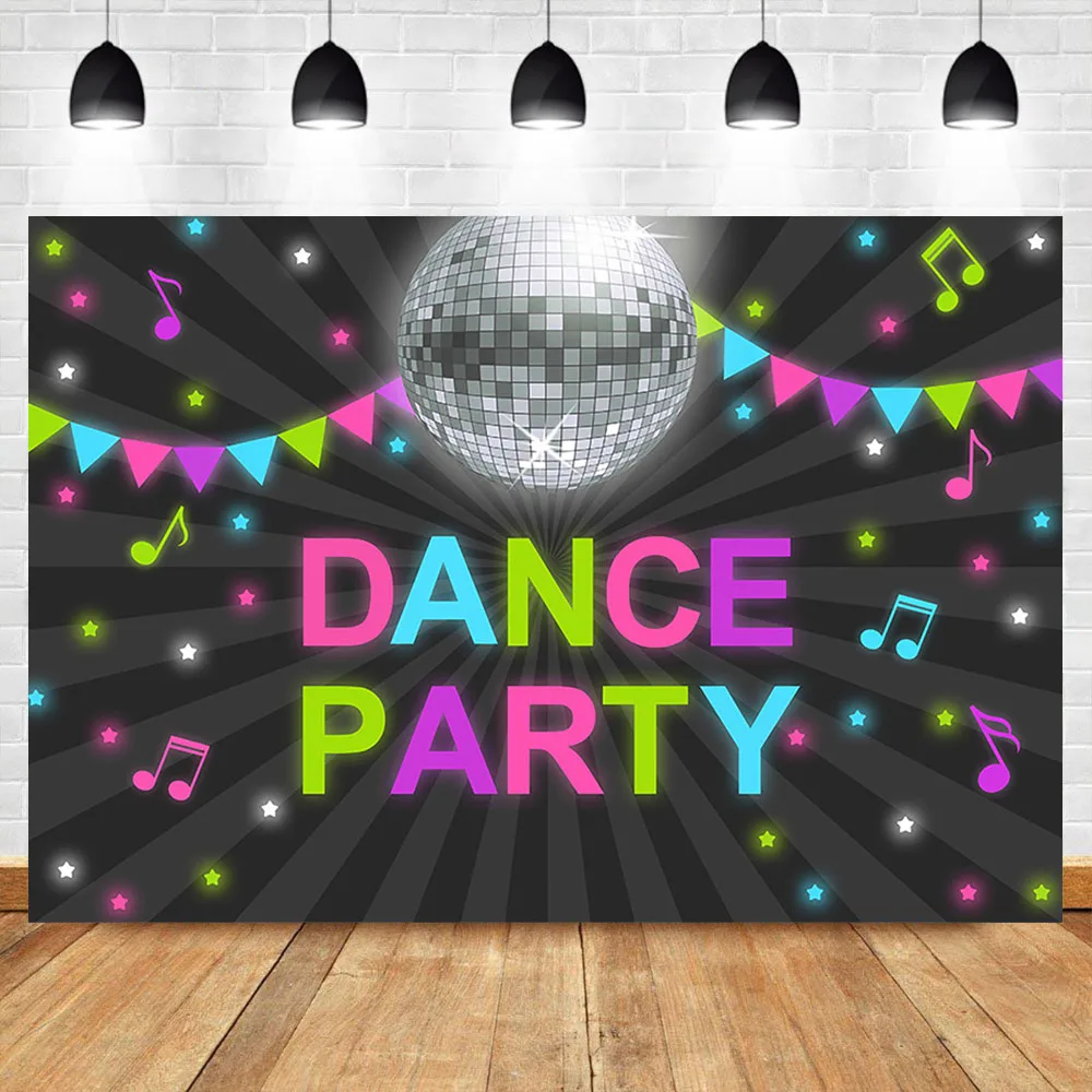 

NeoBack Dance Party Birthday Backdrop Musical Colorful Flag Star Photography Background Adut Birthday Party Photo Backdrops
