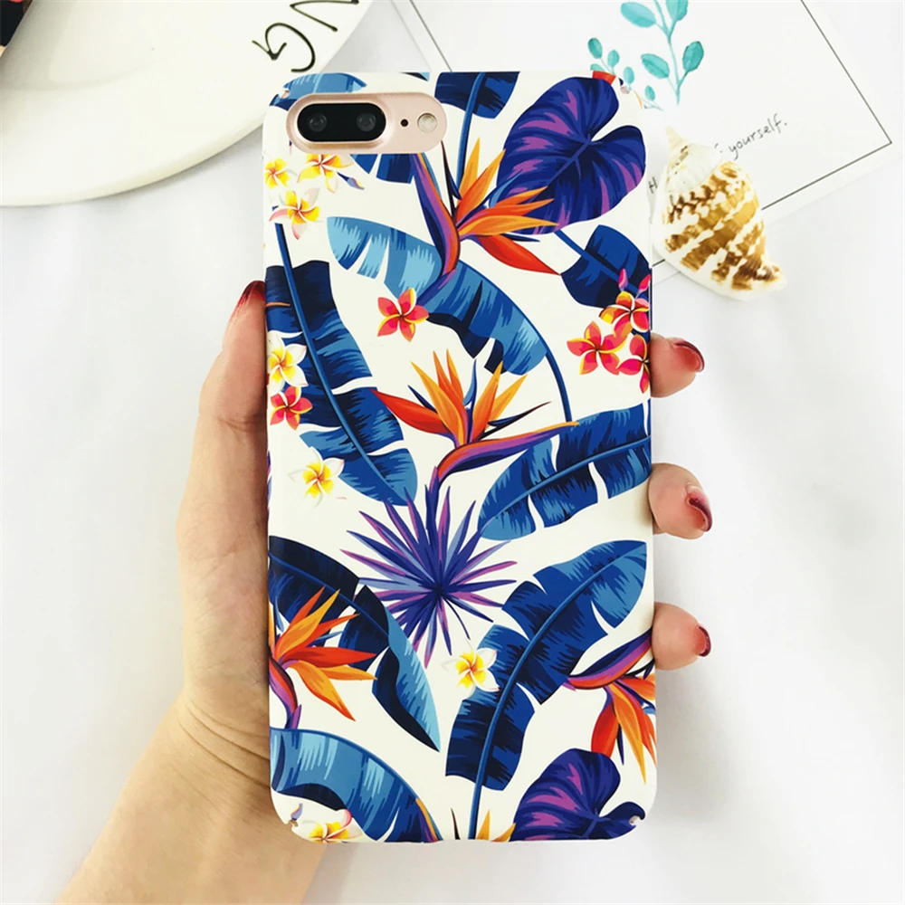 Art Rose Flower Phone Cases For IPhone 8 Case Summer Plant Leaves Case