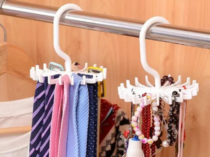 

5pcs Ties storage rack 360degree Rotation Belts bracelet Rack Ties Hanger 20 Hooks Scarves Scarf for clothing Organizer