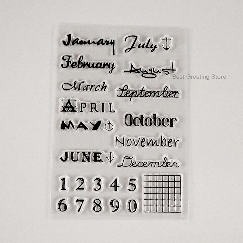 

Fun Months of the Year Stamps Clear Numbers Bullet Journal Stamps Traveler's notebook Stamps