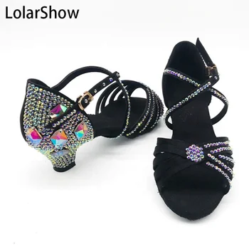 

Women Ballroom Latin Dance Shoes Rhinestone Salsa Tango Shoes Heels 3.5/4.5/5.5/7.5/8.5cm Girls' Profession Dancing Shoes