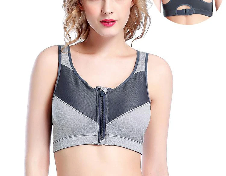Sports Tops Female Zipper Push Up Sports Bras Fitness Running Yoga Padded Breathable Shockproof Gym Vest Tops Womens Sport Bh   --750x750