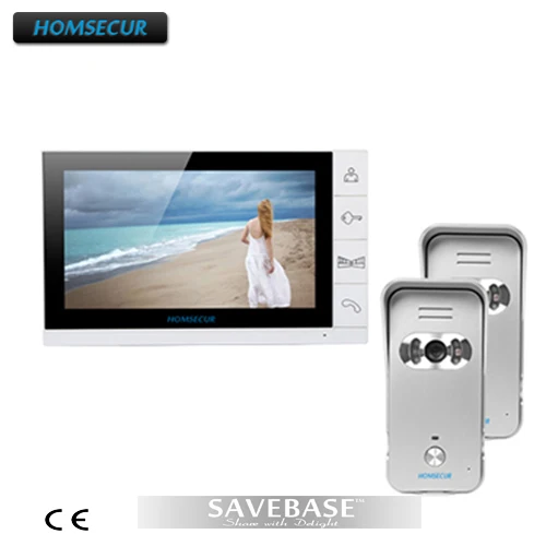 

HOMSECUR Wired Door Phone Intercom Entry System 2Silver Cameras 700TVL 1X9" Color Monitor