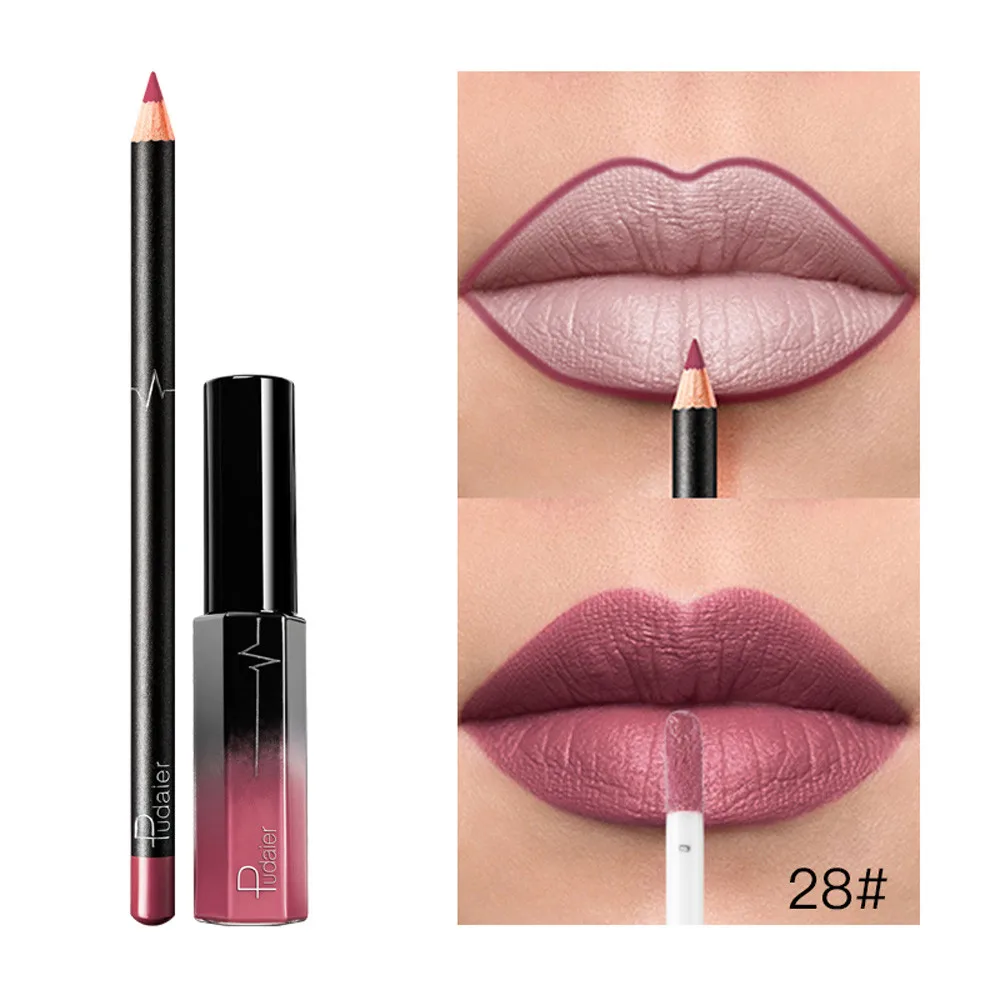 

Long Lasting Lipstick Waterproof Matte Liquid Gloss Lip Liner Cosmetics Set Moisturizer Nutritious Waterproof Long lasting