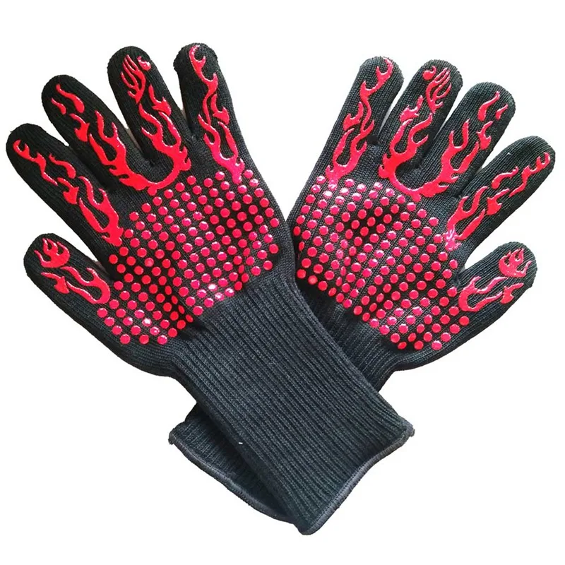 

1pair Fire Gloves High Temperature Resistant Gloves Microwave Oven Outdoor Barbecue 932F BBQ Hot Flame Proof Working Gloves Men