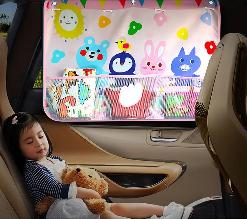 

cartoon curtains for cars Cover Sun Blocking Auto car Curtain Side Blocking Tensile Sunshade Curtains for Children top 70*50cm