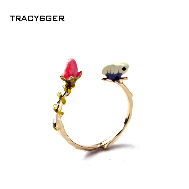 

AB- jz00158 /TRACYSGER /Sweet girl /factory supply/wholesale price/ butterfly and flower open ring