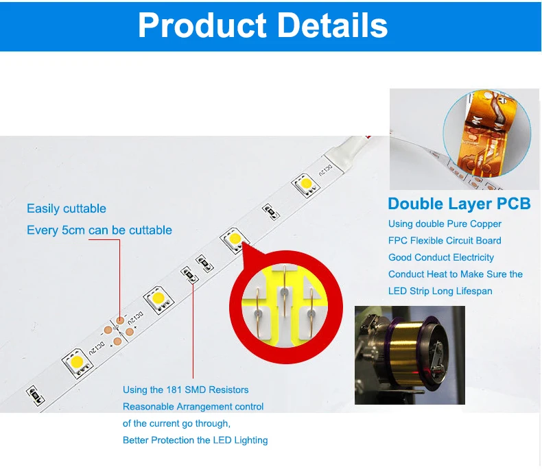 5 м 30 светодиодный s/M 5050 гибкий Светодиодные ленты света гибкий белый печатных плат не обладает водонепроницаемостью: IP20 лента светодиодный