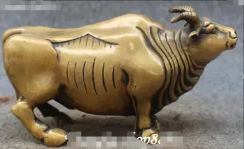 

8" Chinese Pure Bronze Zodiac Year Ox Oxen Cow Cattle Bull Bovine Animal Statue