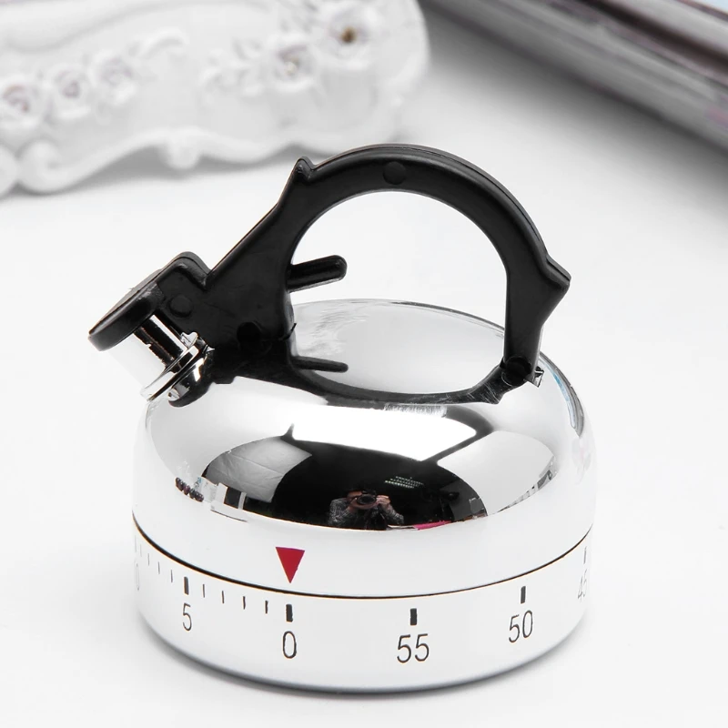 

60-Minute Countdown Kitchen Cooking Mechanical Alarm Timer Clock Kettle Shape 649E