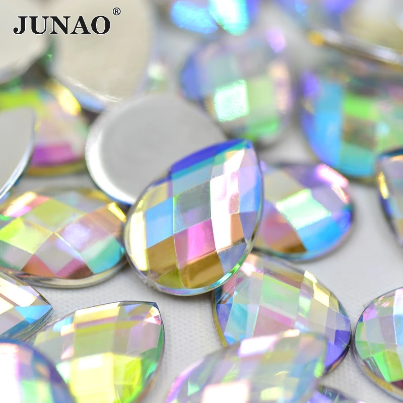 JUNAO 8*13mm Black Acrylic Flatback Rhinestone Drop Shape Strass Beads  Fancy Crystal and Stones For Clothes Jewelry Crafts 500pc - AliExpress