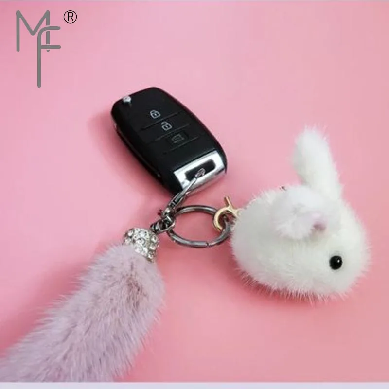 Magicfur-9 см/6 см натуральный мех норки кролик сумка кошелек автомобиль подвеска брелок телефон Шарм Мини Ctue кролик брелок аксессуары - Цвет: Mini 6cm white