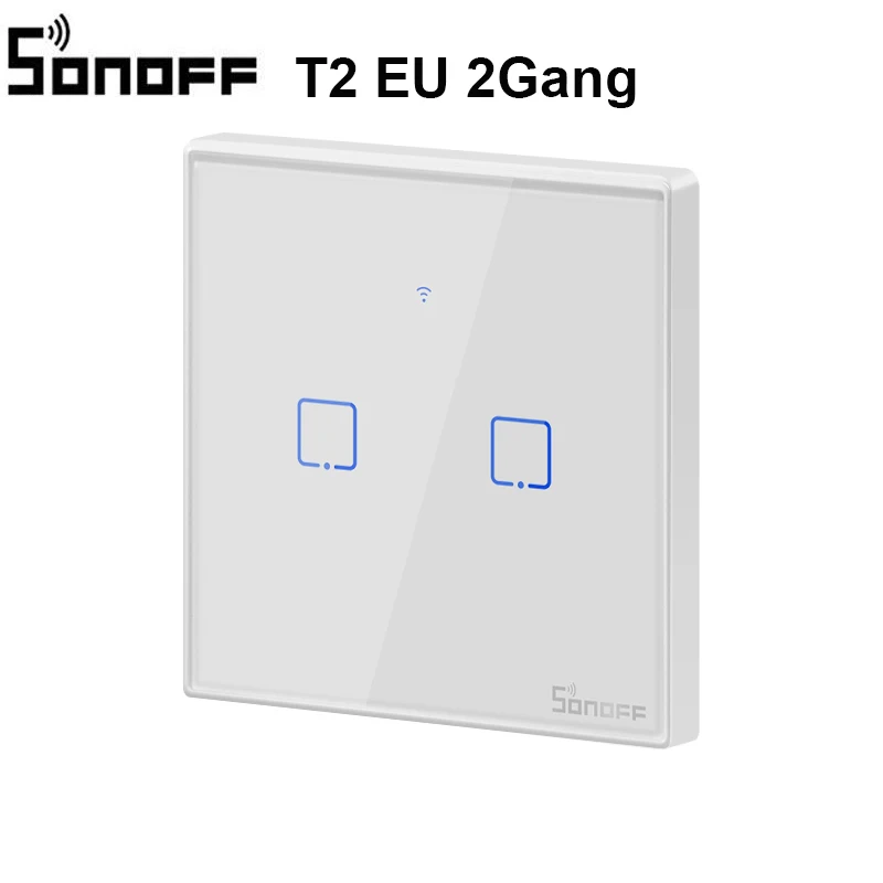 Sonoff T1 EU T2 T3 умный Wifi настенный светильник сенсорный/WiFi/RF/APP пульт дистанционного управления умный дом настенный сенсорный переключатель с Alexa Google Home - Комплект: T2 EU 2Gang