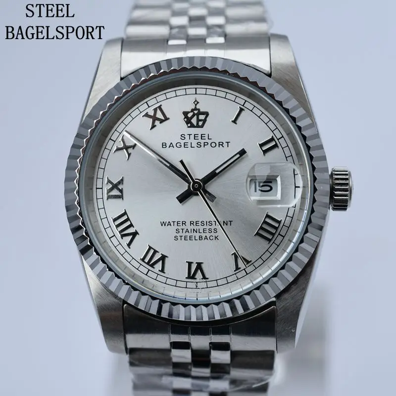 Стальные часы BAGELSPORT классические мужские часы лучший бренд класса люкс автоматические механические мужские часы полностью Стальные наручные часы мужские reloj