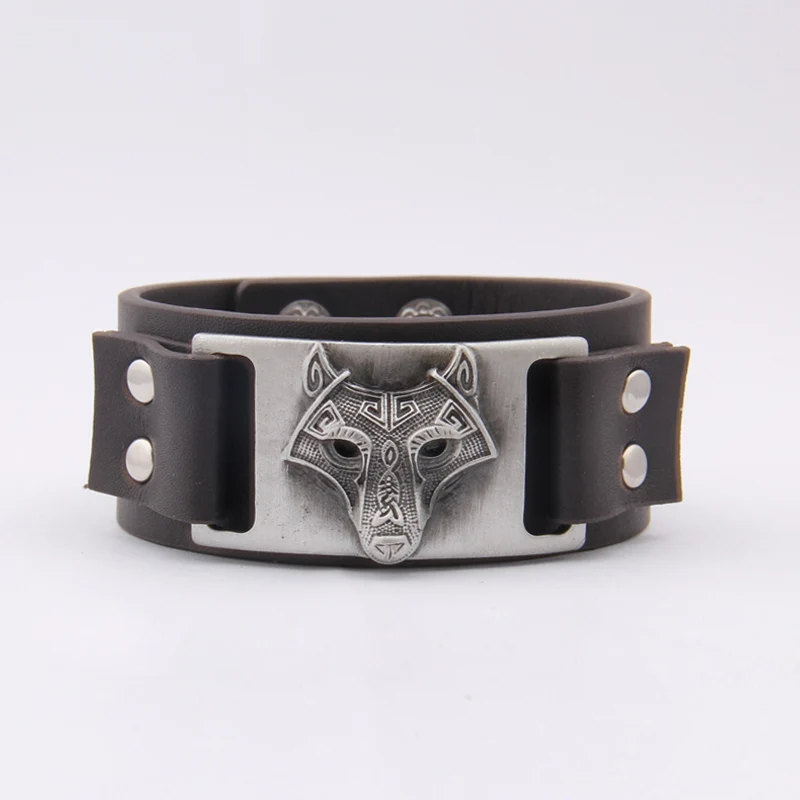 

2018 New Dropshipping Viking Vegvisir Wolf Pendants Bangle Nordic Runes Men Jewelry Leather Bracelets