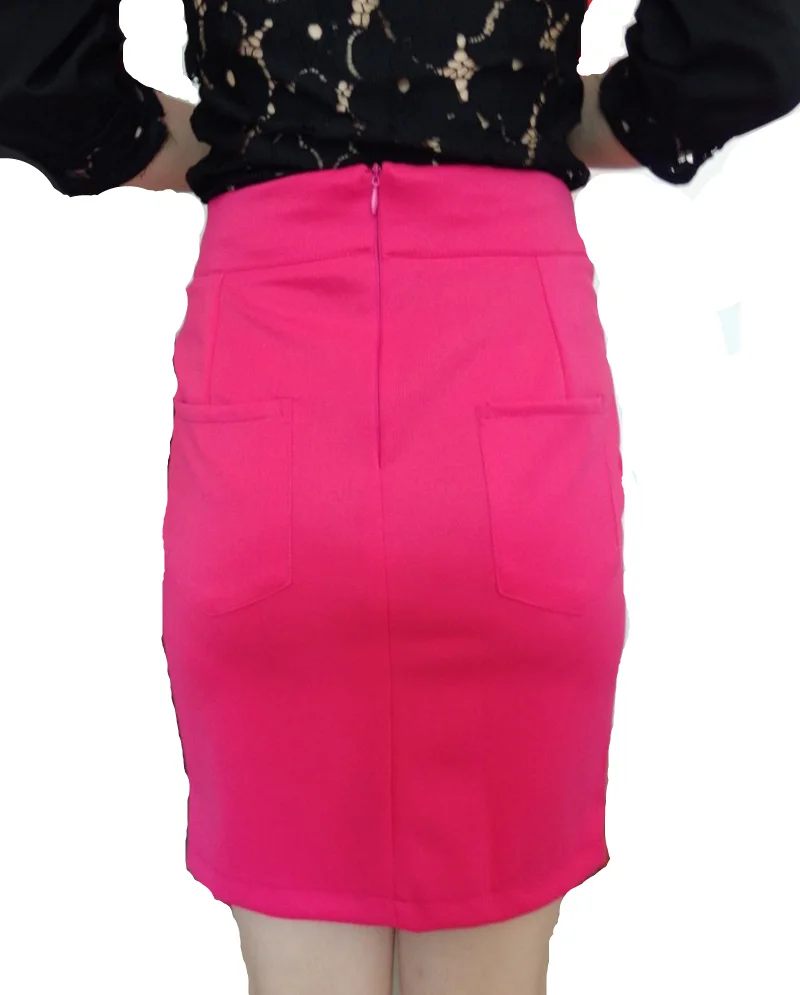 LOGAMI Высокая талия разделение карандаш сексуальные женские юбки женские офисные плотная мини-юбка сезон: весна-лето юбка - Цвет: Розово-красный