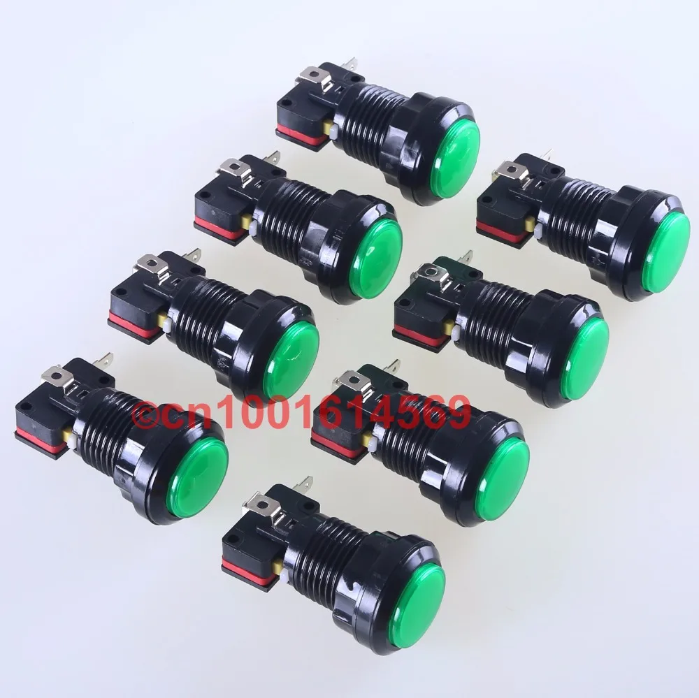 

New Reyann 8pcs/lot 30mm LED illuminate Round Arcade LED Button For Arcade Joystick PC Controller Computer - Green-Five Colors