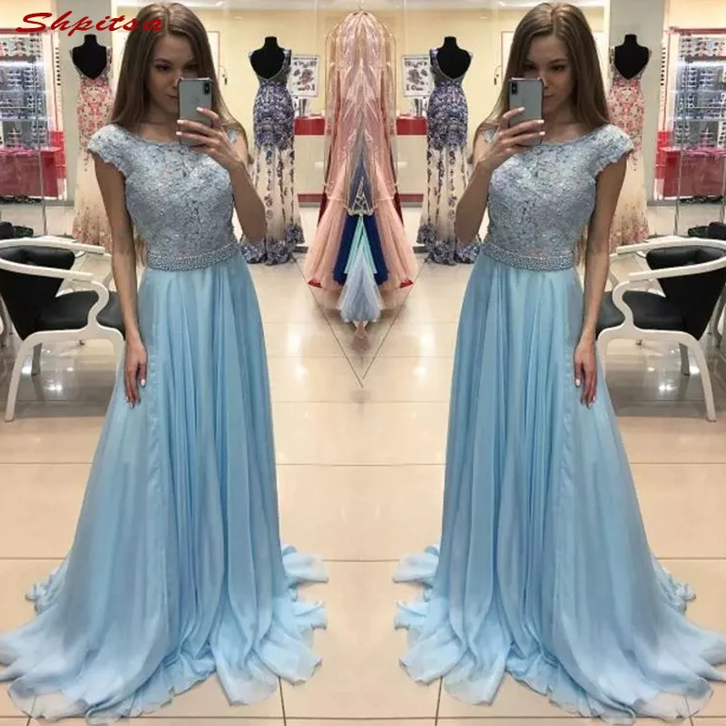 Sky Blue Lace Moeder van de Bruid Jurken voor Wedding Party Sexy Lange Mouwen Avondjurken Bruidegom Godmother Diner Jurken 2018 Sky Blue Lace Moeder van de Bruid Jurken voor Wedding Party Sexy Lange Mouwen Avondjurken Bruidegom Godmother Diner Jurken 2018