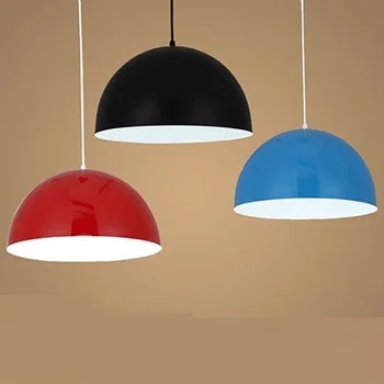 

35cm Aluminum pendant lights droplight semicircle meal kitchen lamp black and white or red/blue pendant lamsp FG966