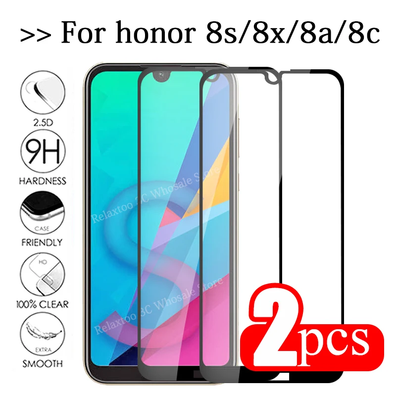 2 шт. Защитное стекло для huawei honor 8 s закаленное 8c 8a 8x8 c a x a8 x8 c8 s8 Защитная пленка