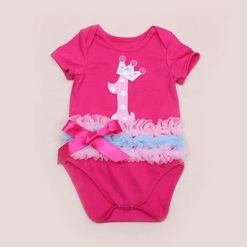

1PC Baby Girls' First Second Birthday Outfit Number 1 2 Crown Romper Infant Newborn Girl Clothes 0-24months