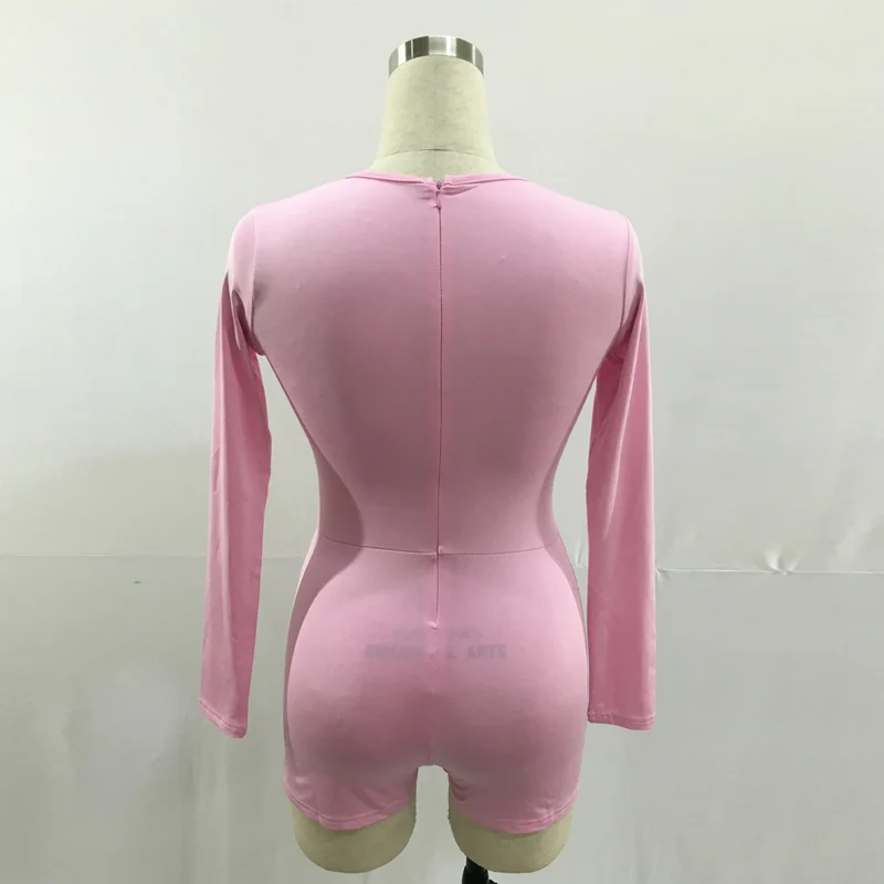 2018 длинный рукав глубокий v образный вырез комбинезон женский Черный bodycon