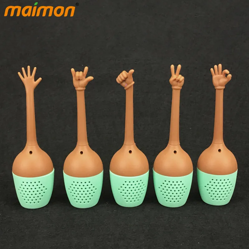 

5pcs/lot Hand Gestures Silicone Loose Tea Infuser Filter Herbal Spice Chinese Tea Strainer for Teapot Glass Cup Mug