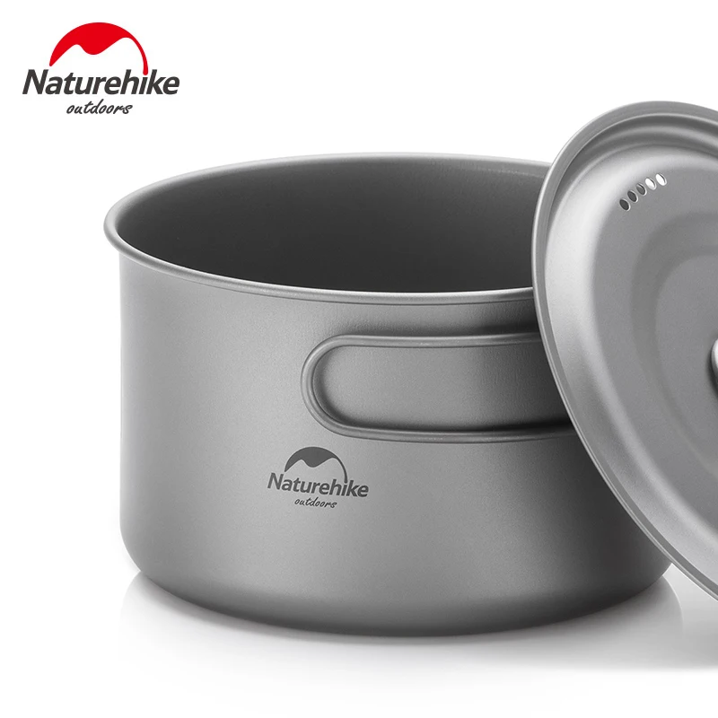 Naturehike al aire libre de titanio olla taza con mango plegable de la luz Ultra-Camping senderismo Picnic vajilla utensilios de cocina 800 ml 1250 ml