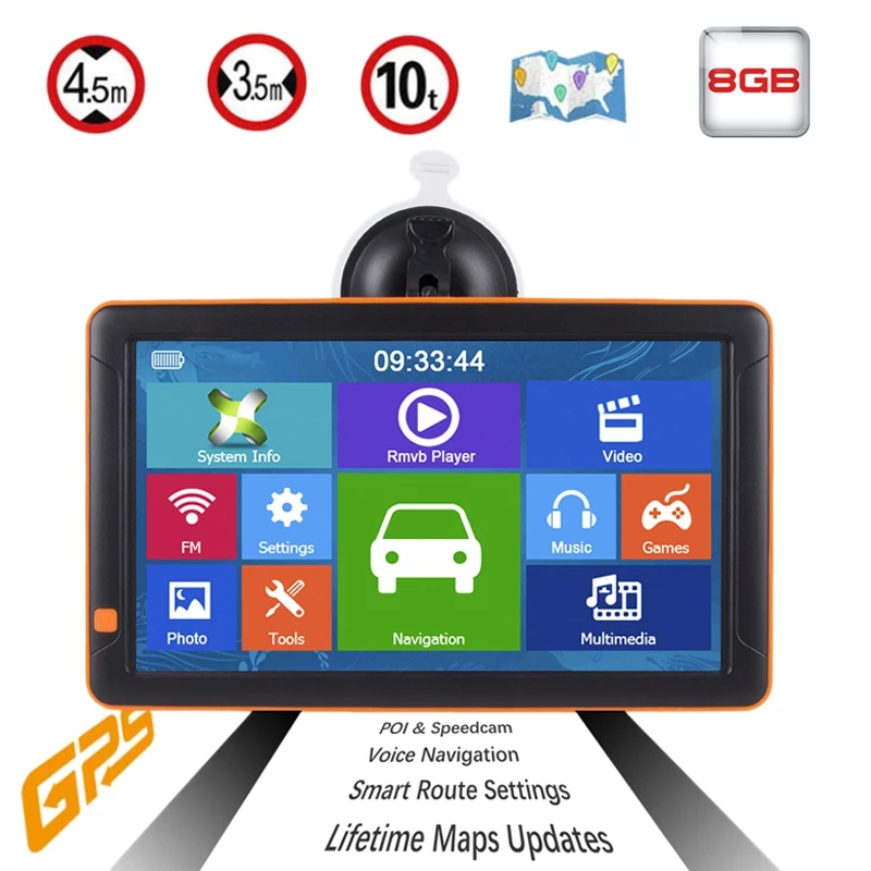 9 дюймов Автомобильный емкостный экран Gps навигатор Bluetooth Fm 8G 256M Mp3/Mp4 голосовой навигатор для вождения