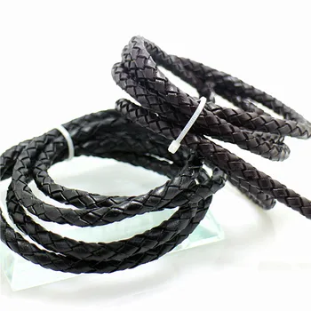 

6mm Real woven Leather Cord Thread Fine Jewelry Findings High Quality DIY Accessories Handmade Bracelets For Women Men 1meter
