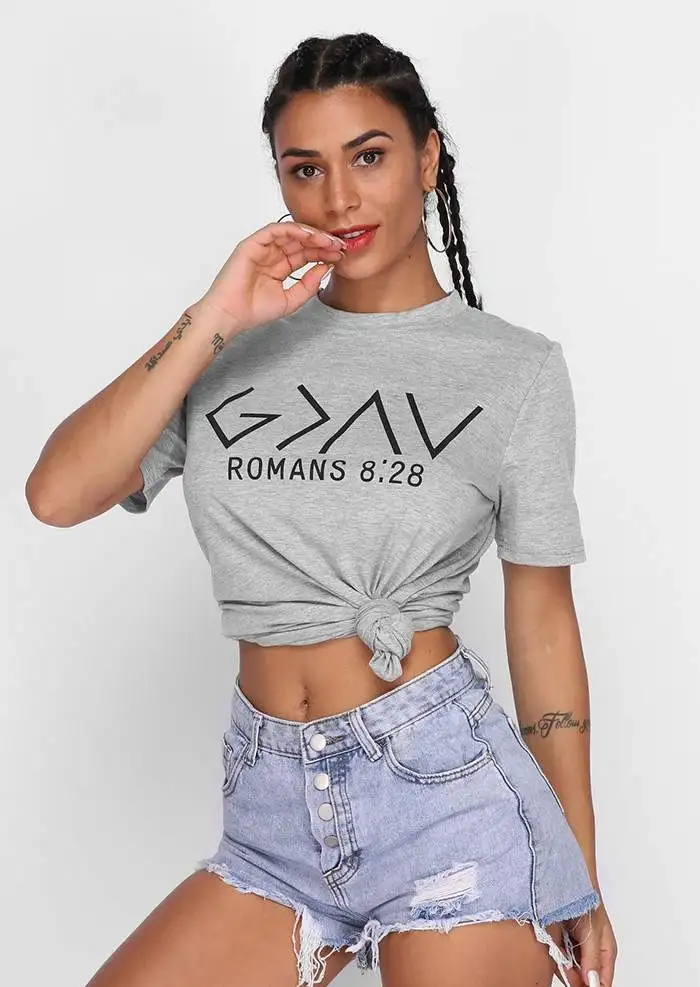 Летняя футболка женская футболка с коротким рукавом Бог больше, чем высокие и низкие футболки повседневные женские топы