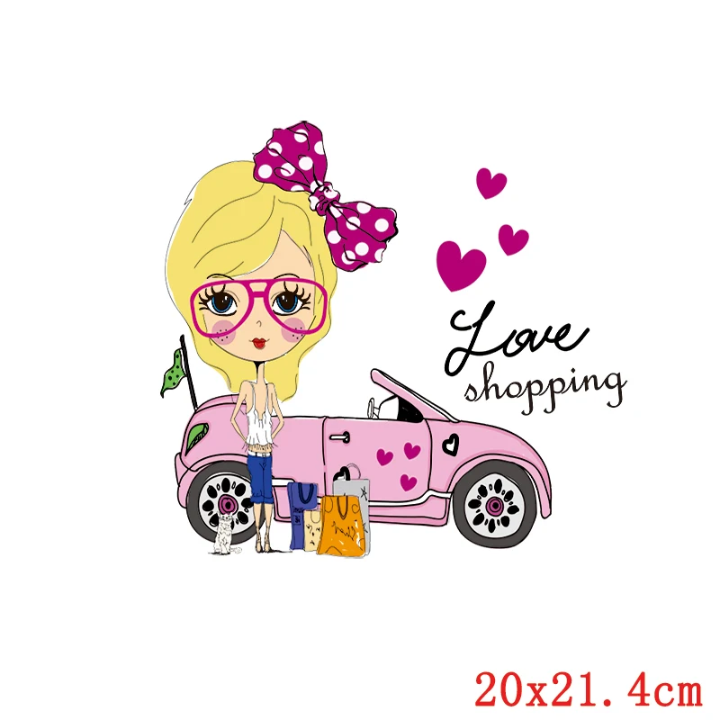 Prajna Series Of Barbie Iron-On Transfers Cute Girl Stickers On Clothes Cartoon Iron Sticker Vinyl PVC Patch DIY Applique Badge - Цвет: Шоколад Цвет