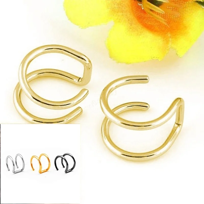 

Unisex Titanium Steel Multifunction Simple Double Circle Design Ear Clip