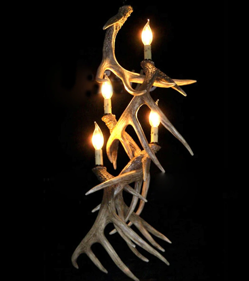 Retro Deer Wall Lamps American Country Deer Wall Lights Resin Deer Horn