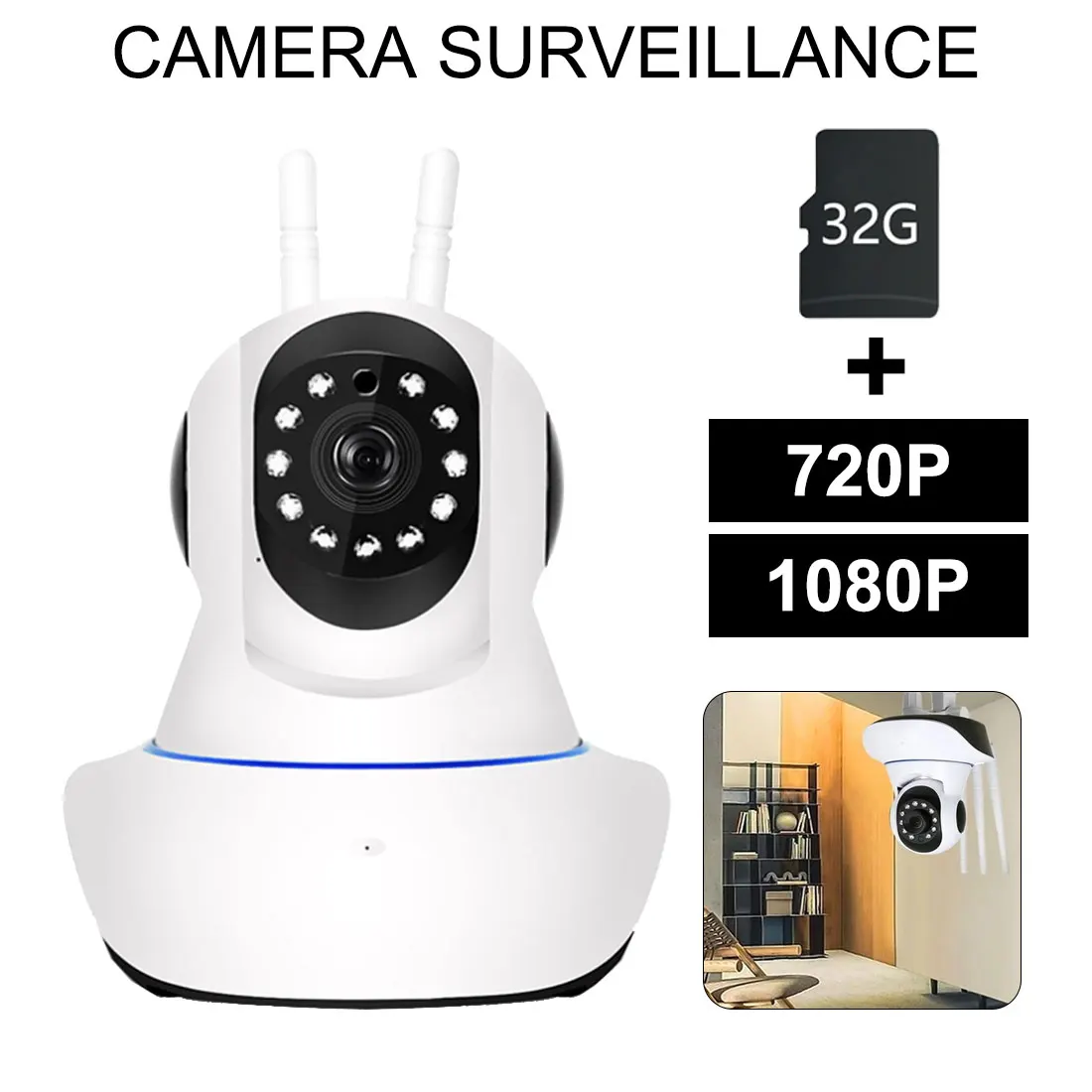 

PTZ Camera Wifi Pet IR Baby Monitor Audio Record HD 1080P 720P 2MP Home Security IP Camera Wireless