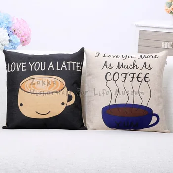

1Pcs Free shipping New arrival Zakka cute cartoon coffee cup cotton sofa pillow cover Car cushion cover Bedding home decoraiton