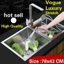 Квартира многоцелевой мыть овощи Кухня ручная раковина двойной паз 304 нержавеющая сталь Лидер продаж 780x430 мм