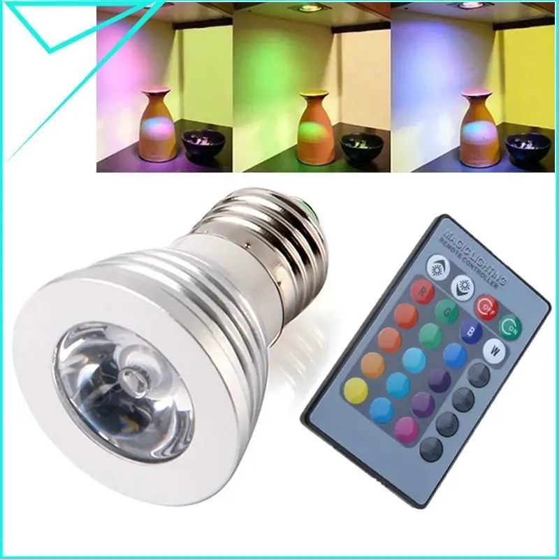 30* DHL 220 V/110 V RGB лампа RGB светодиодный лампы E27 3W светодиодный светильник Светодиодный точечный светильник Точечный светильник 16 Цвет изменение затемнения светодиодные лампы