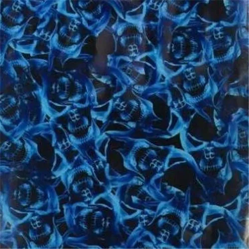 

Blue Fire Skull Pattern film hydrographic,pva water soluble film, motorcycle parts supplier, Damp-proof 50CM*100CM