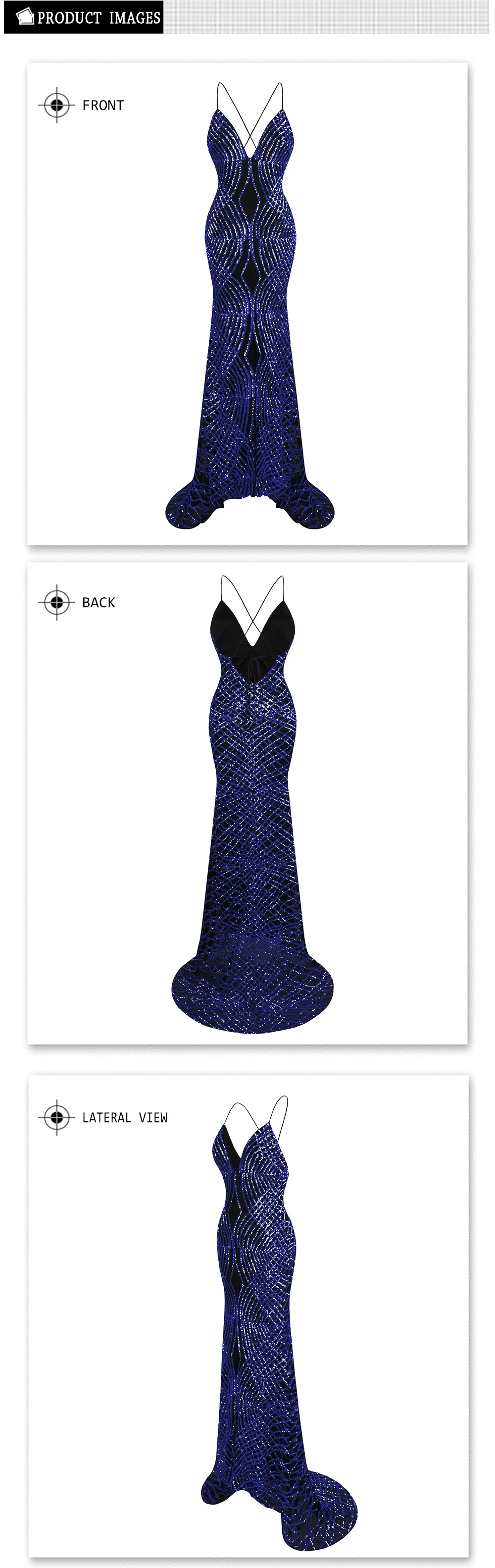 Angel-Fashion vestido de noiva длинное вечернее платье с тонкими бретельками и блестками черного цвета 224