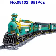 98102 851 шт на батарейках Электрический пыхтел billy Паровозик строительный блок игрушка