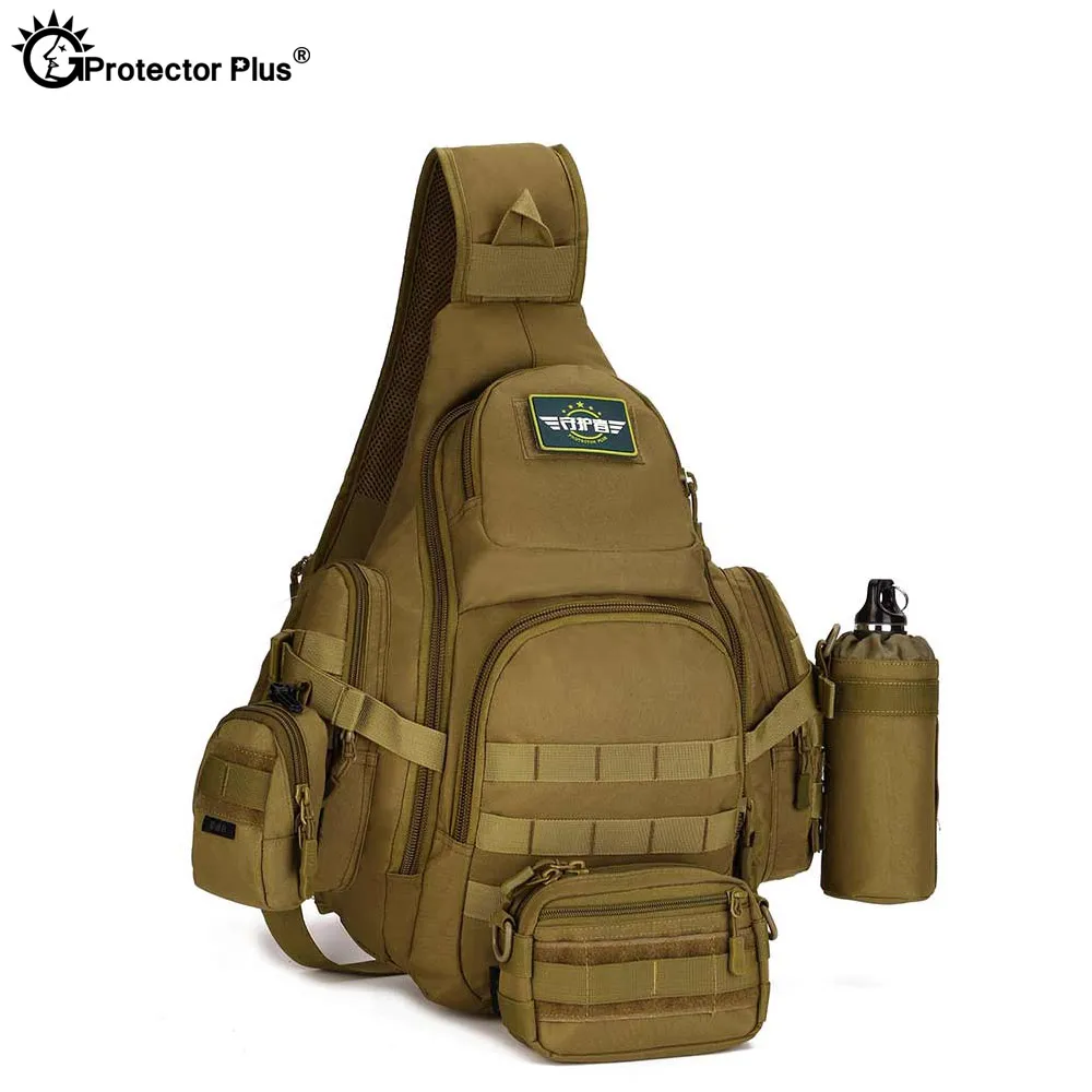 Protector Plus Bolsa táctica de lona para hombre, mochila deportiva para  gimnasio, equipaje militar Molle (cubierta de lluvia y parche incluidos)