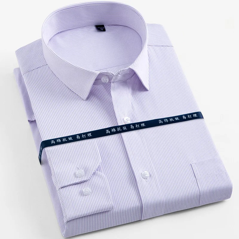 Брендовая мужская рубашка размера плюс 5XL 6XL 7XL, приталенная Повседневная рубашка, Однотонная рубашка из Твила для формальной работы, простая в уходе - Цвет: 3012-52