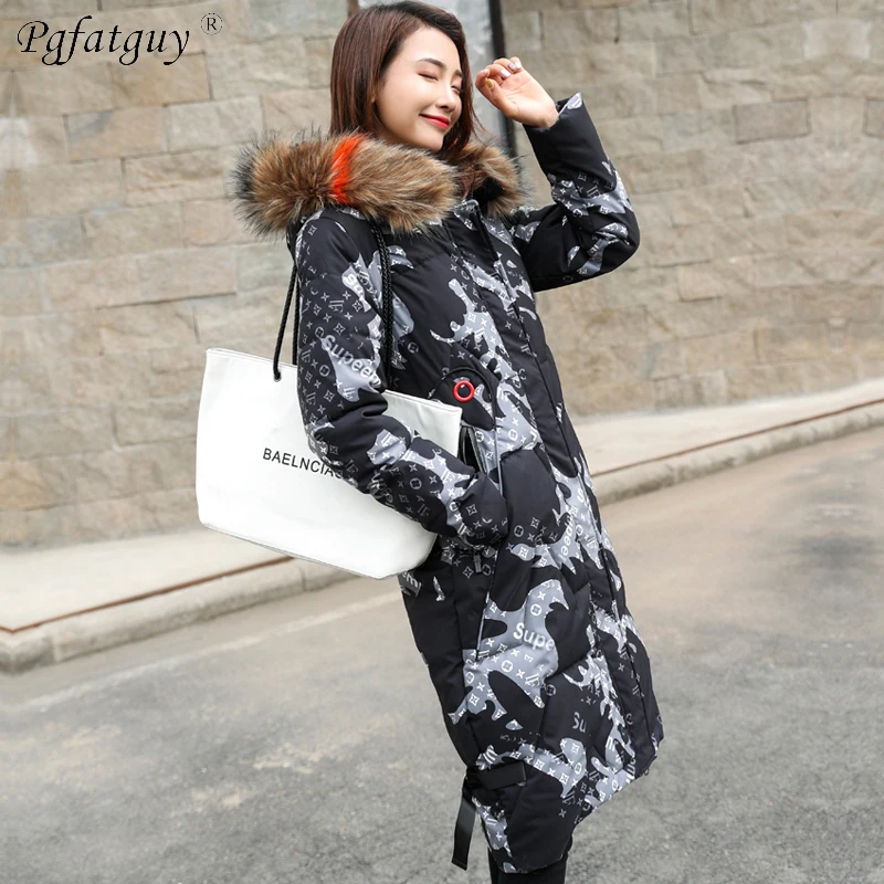 Camouflage black Hiver Couleur Veste Doudoune Noir Fourrure 2018 Femme De Noir Camouflage Nouveau Chaud Femmes Survêtement Col Parka Manteau green Grand CqBtYU