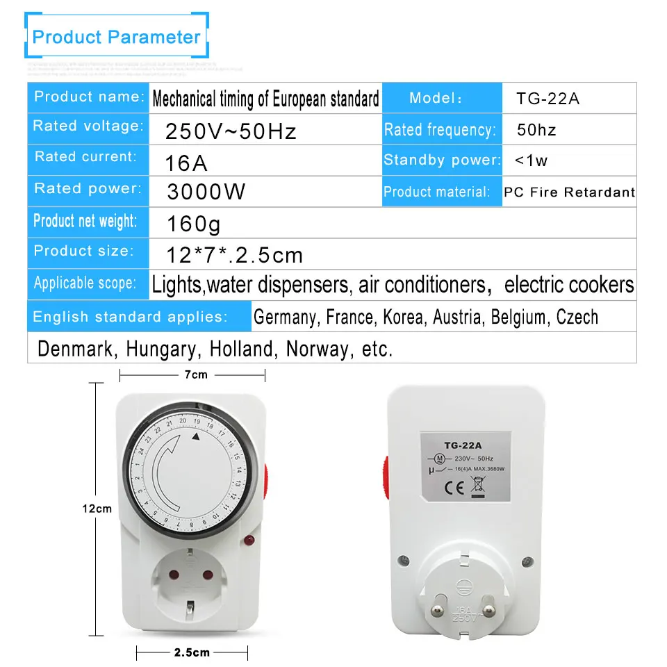 ЕС/США/Великобритания розетка механический таймер Энергосбережение 24 часа Умный дом протектор Сертификация CE ROHS GS
