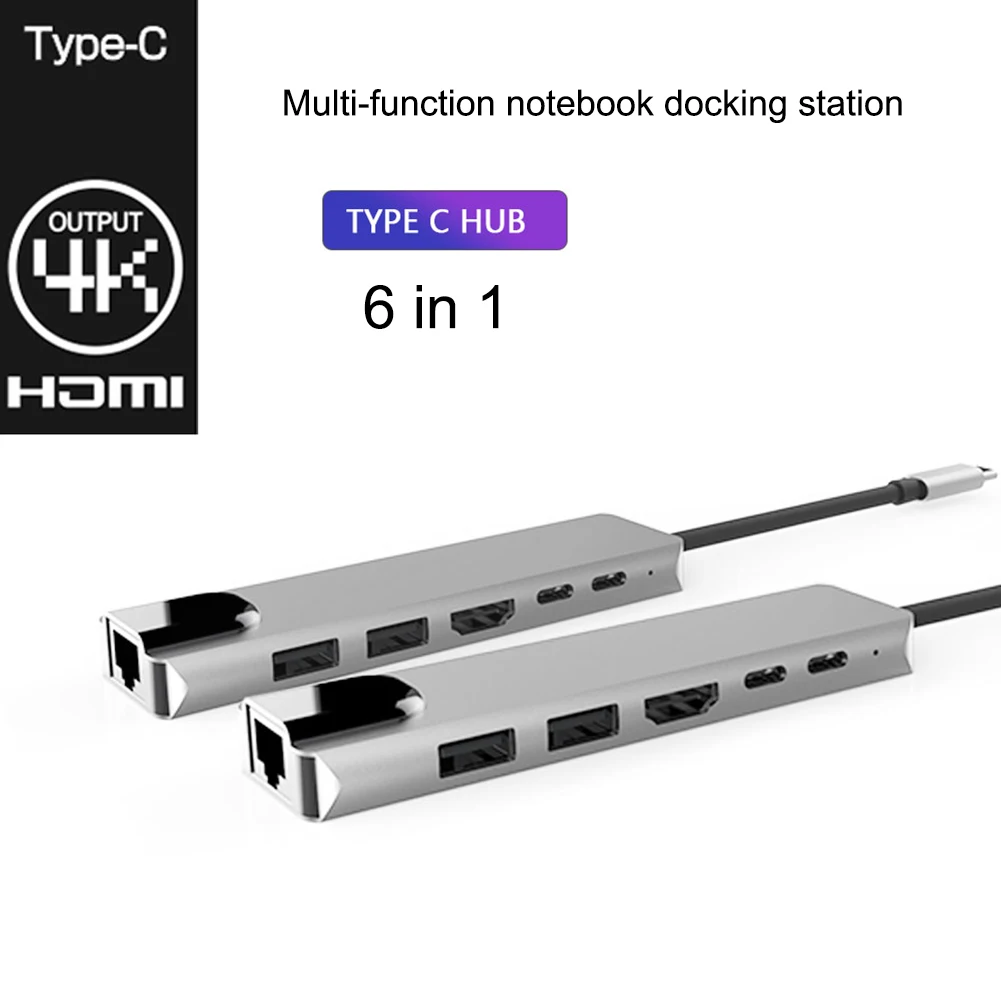 ; 6 в 1 Тип C кабель-Переходник USB C на HDMI 4K Microsd кард-ридер и 2-Порты USB 3,0 USB C HDMI адаптер для MacBook Pro