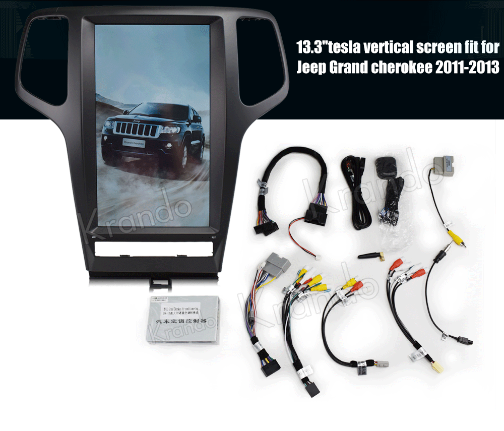 Flash Deal Krando Android 8.1 13.3" Tesla Vertical screen car radio gps navigation for 2011-2013 JEEP Cherokee  multimedia system WIFI 10